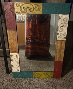 Handcrafted Distressed Wood Accent Mirror