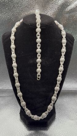 Moissanite vvs ball link chain and bracelet set