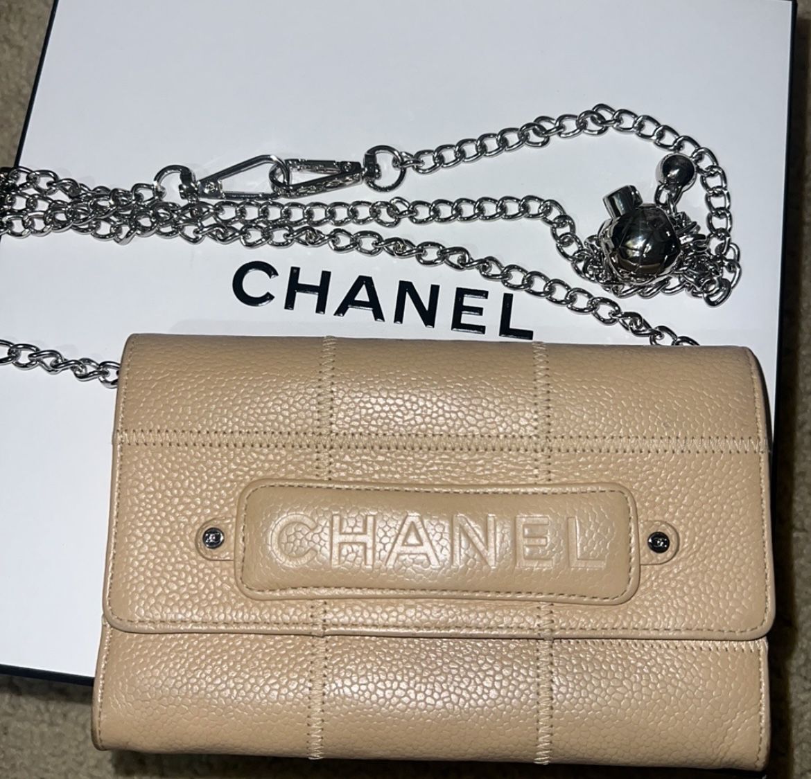 Authentic Chanel Wallet Tan with Added Chain bag