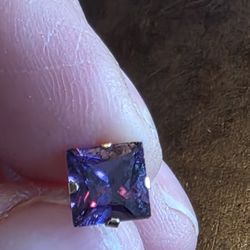 14k Princess Cut Amethyst Stud Earrings