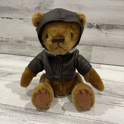 Vintage US Airways Teddy Bear Plush with Bomber Jacket and Cap 10”