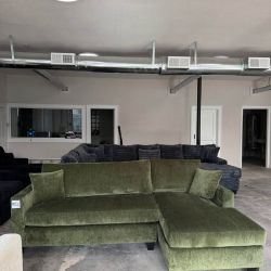 🛋️ Olive Green Chenille Sectional w/ Chaise | IN STOCK | Same Day Delivery