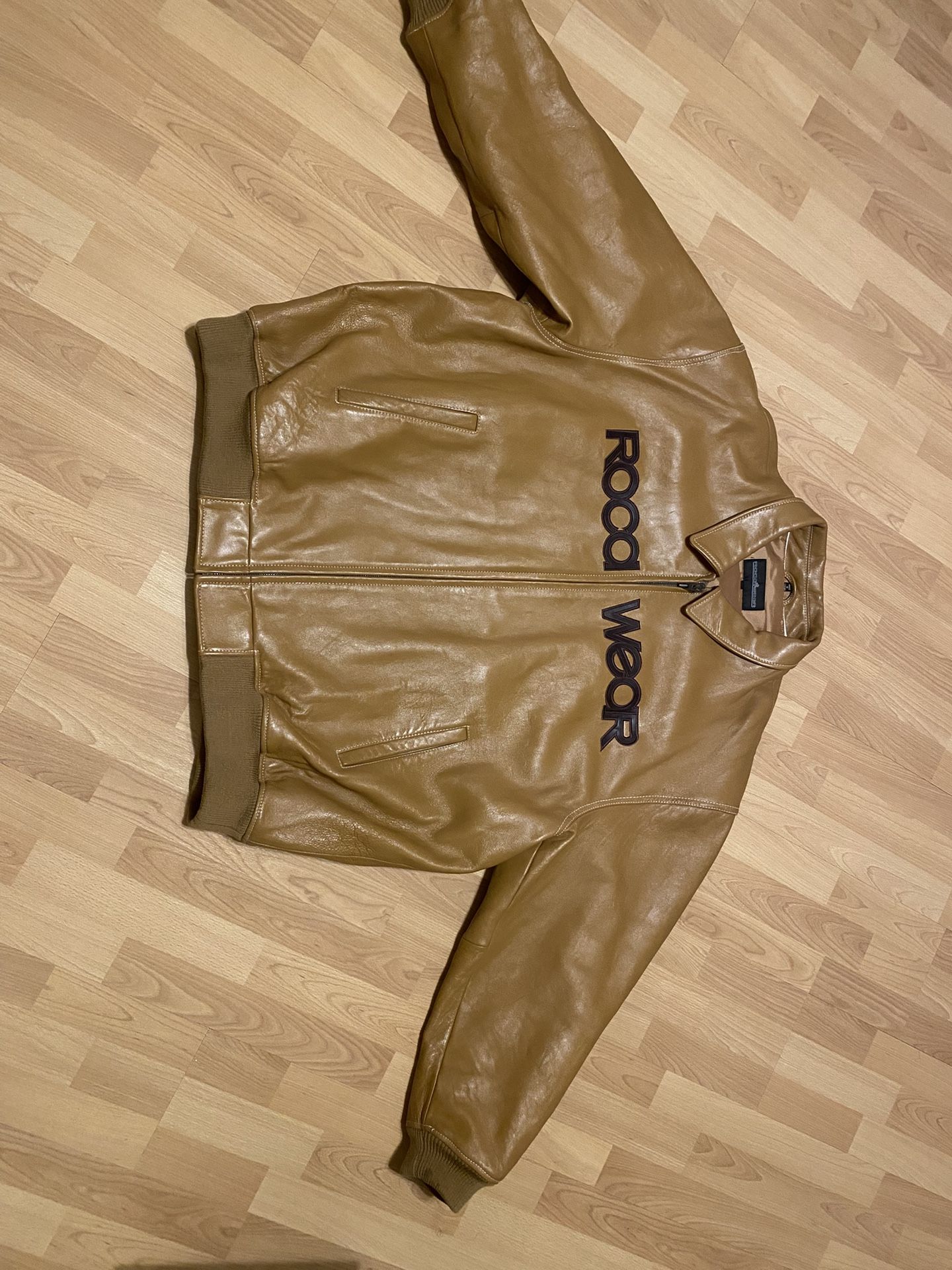 Rocawear Leather Bomber Jacket W elbow patch