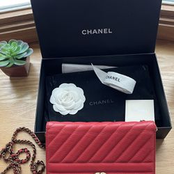 Authentic  Chanel  WOC Wallet on Chain  Caviar Leather Cross Body Bag Please  More Pictures 