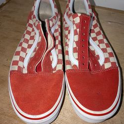 Vans Old Skool Red Checkerboard Skate Shoes Mens 8 Classic Low Top