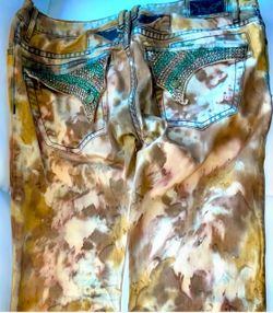 Robin's Jean Brown, Tan & Pink Tie-Dye Men's Jeans