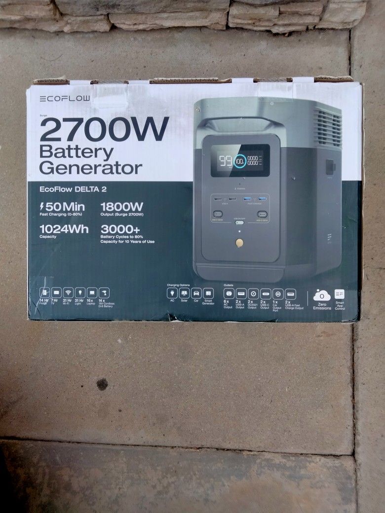 eco Fluw  Battery Generator 2700 W New 