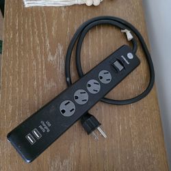 4 Outlet, 2 USB Ports, 1.0A Surge Protector, 3 ft. Cord