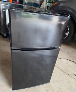 Arctic King 3.2 Cu ft Mini Fridge, Two Door with Freezer, Black Stainless Steel