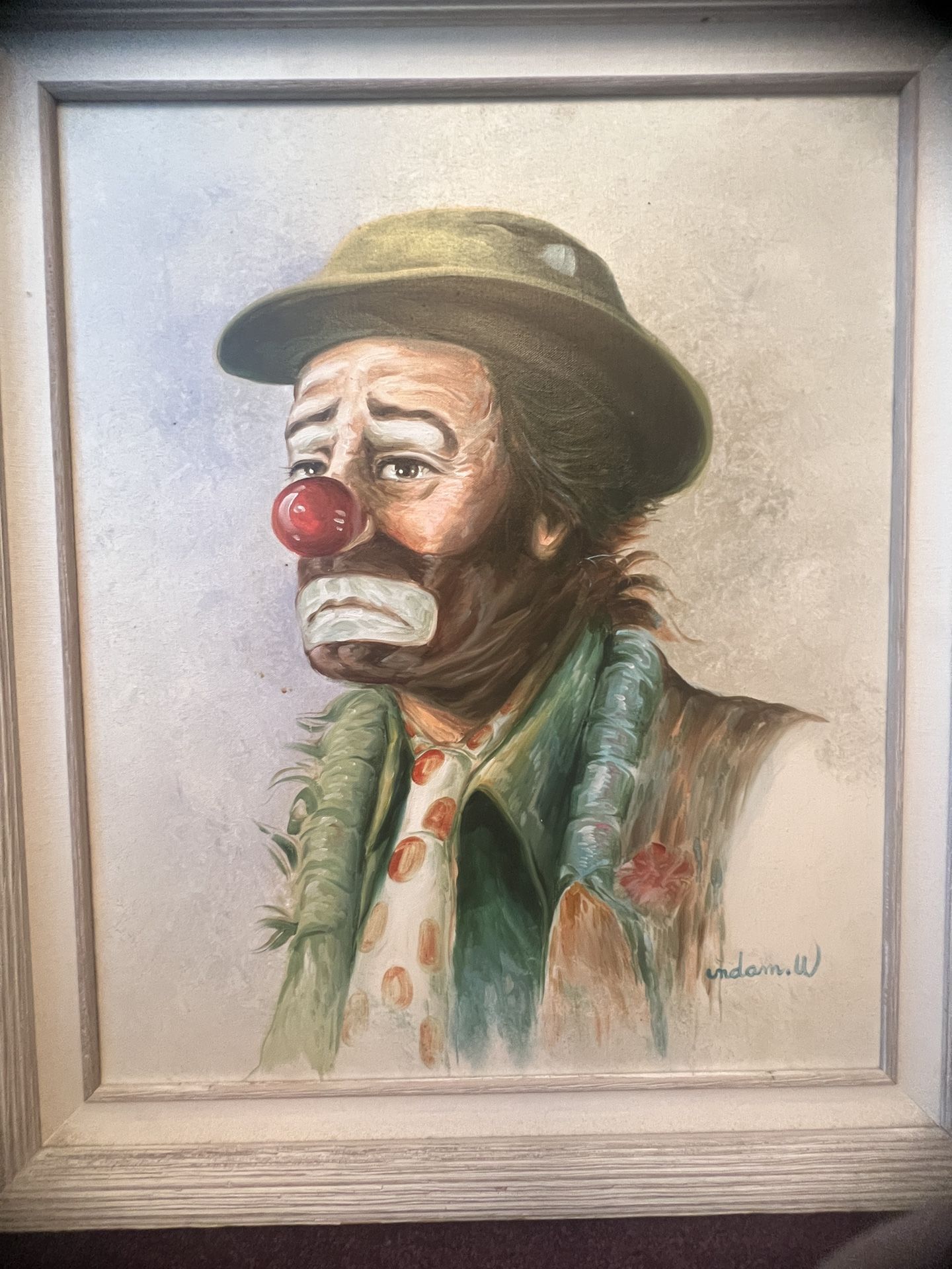Signed and numbered oil on canvas clown