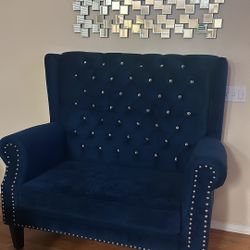 Royal Blue Oversized Chair W/Ottoman