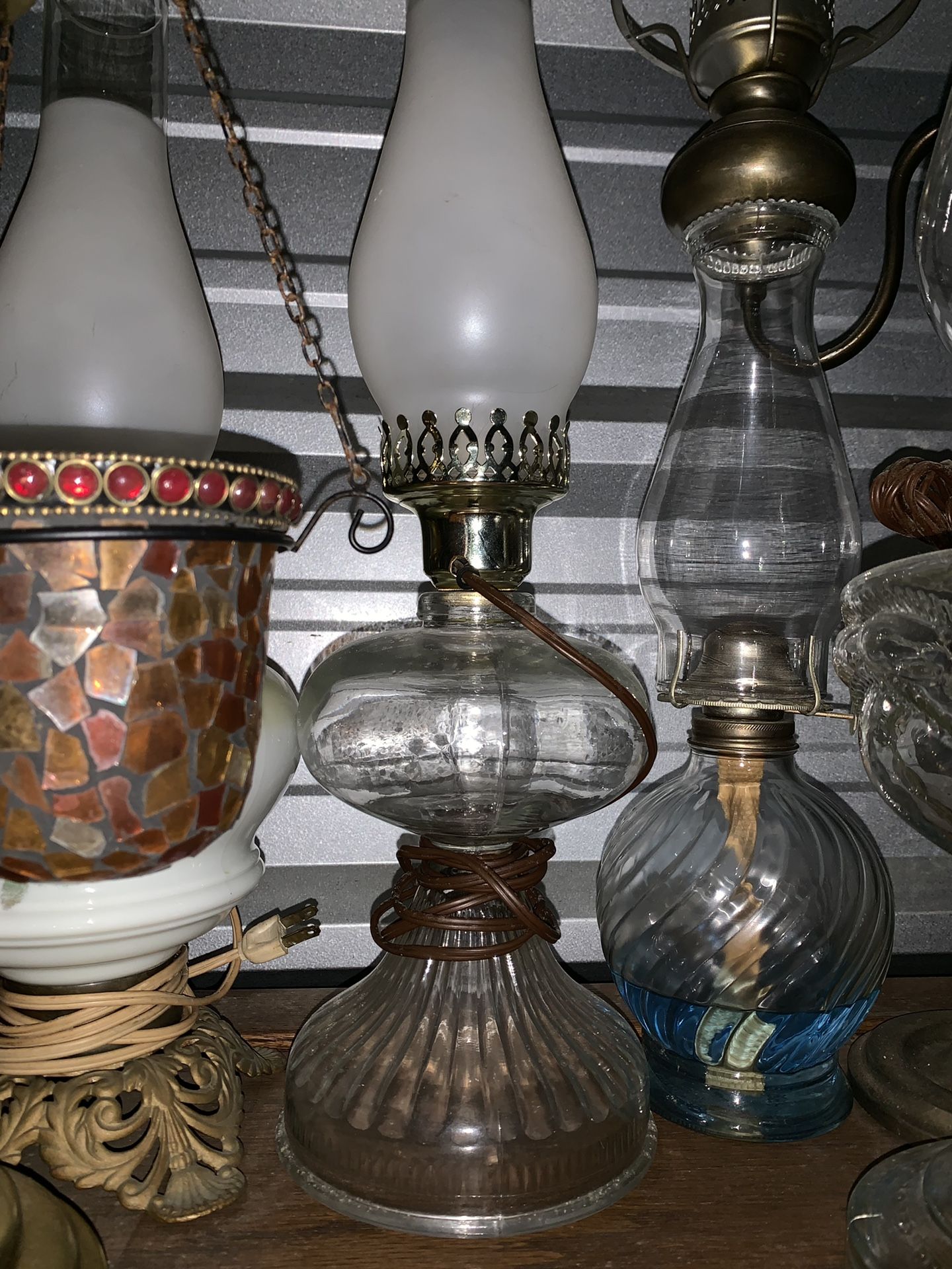 Antique oil lamp converted to electric