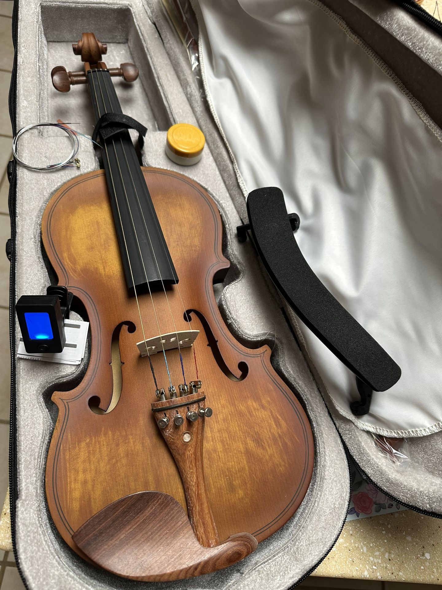 All Wood Violin with New Bow, Digital Tuner, Shoulder Rest, Extra Strings $150 Firm
