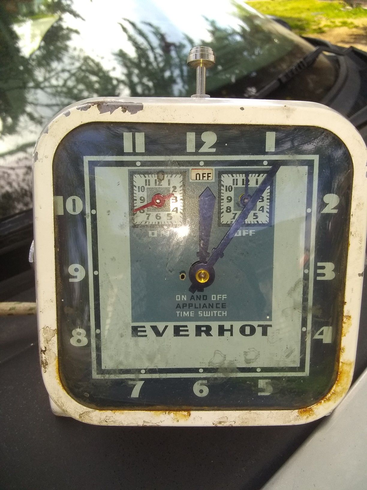 Antique Everhot Art Deco Clock Winder Bubble Glass Rare Works Appliance Timer