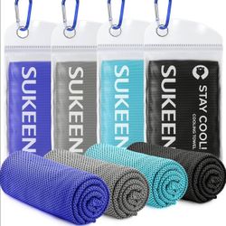 Cooling Towel With Individual Plastic Pouch & Carabiner Brand New 2 Pcs