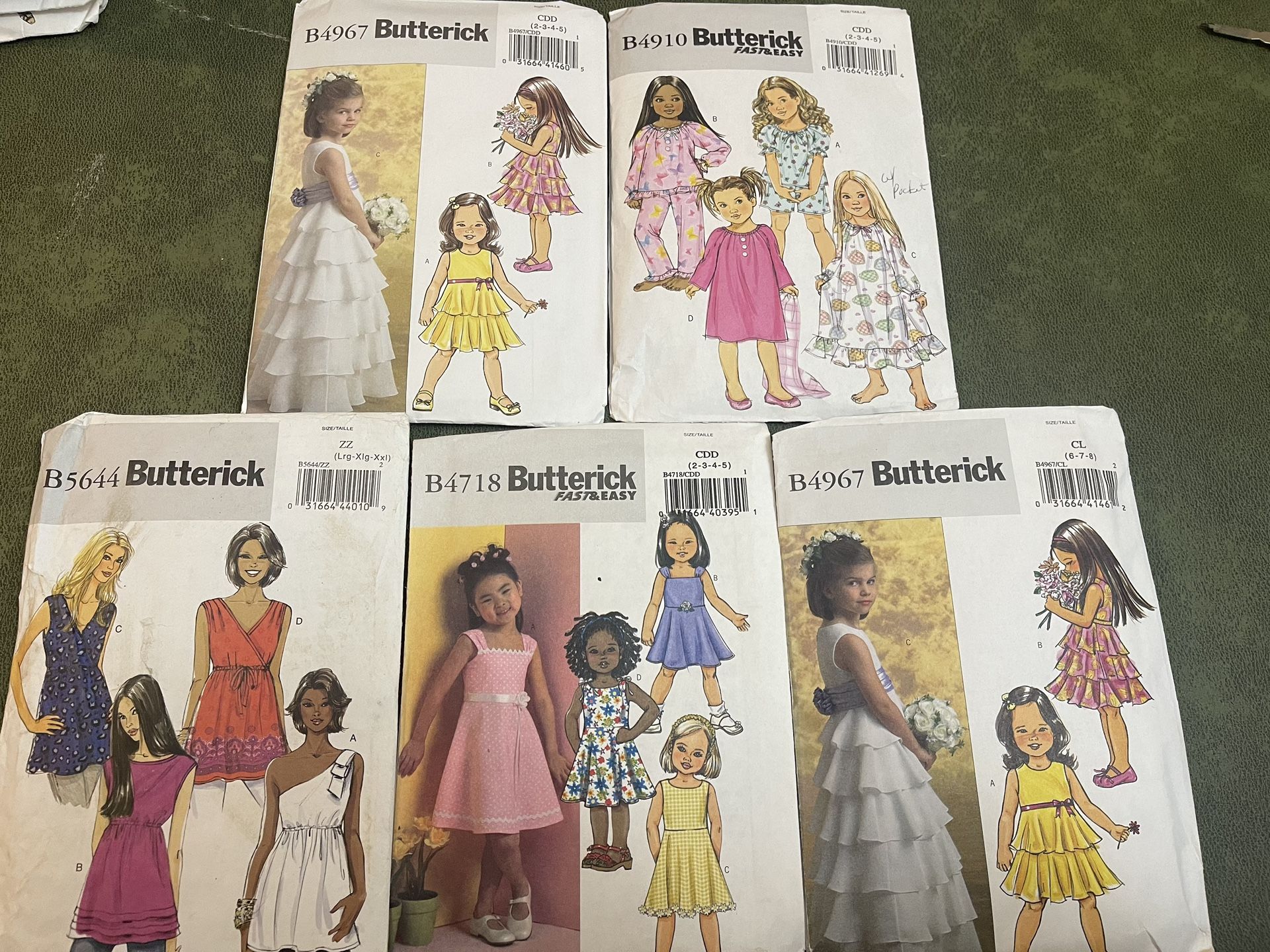 lot of 5 vintage butterick sewing patterns