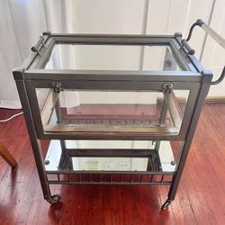 1920’s Art Deco Brass And Wood Bar Cart
