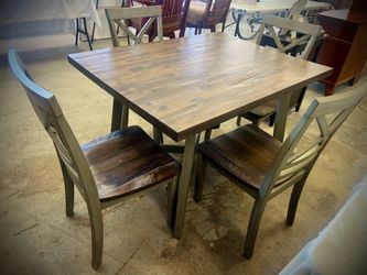 Wooden Dining Table With 4 Chairs