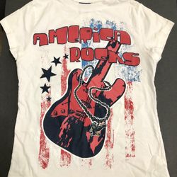 Holiday Editions Girls America Rocks Patriotic T-Shirt Size 14/16
