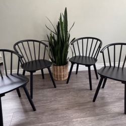 LUE BONA Black Dining Chairs Set of 4, Farmhouse Wood Dining Chairs with Semicircular Backrest, Spin