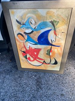 Framed Abstract Painting on Canvas