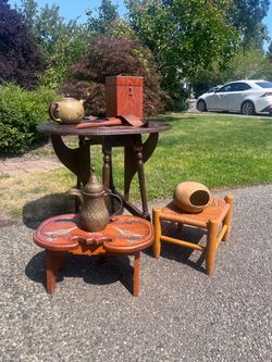 Vintage wood footstool
