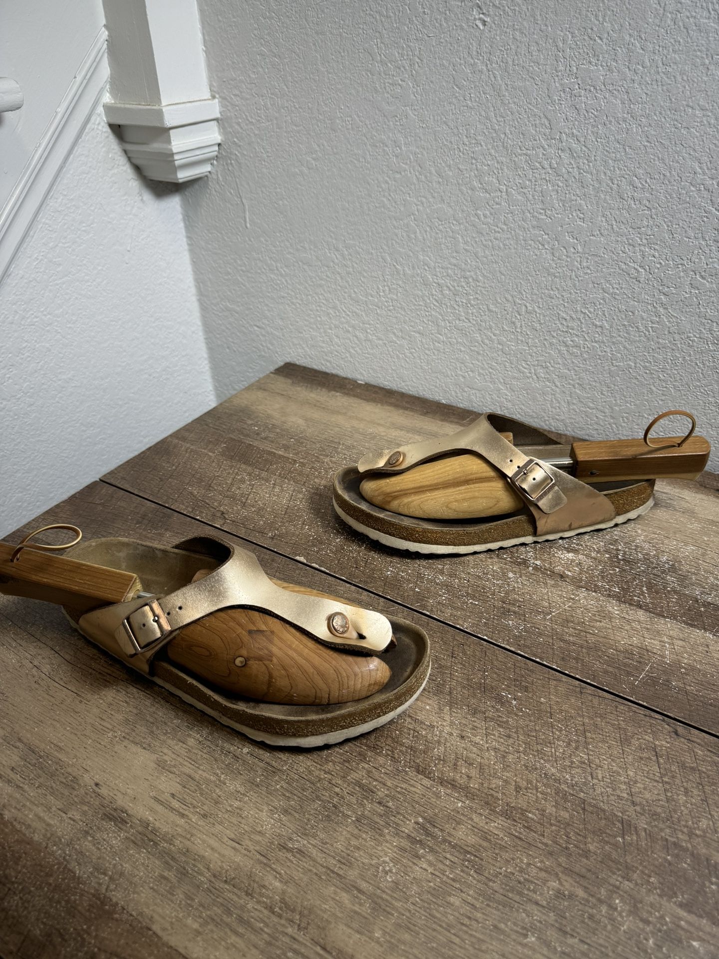 Birkenstock Womens Gizeh Metallic Gold Birko-Flor Thong Sandal Size 43 11W