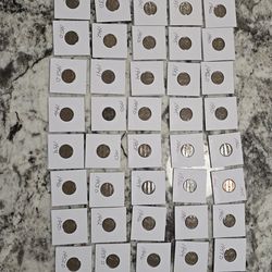 50 Wheat Pennies Coins Each Pennt In Collector Cards