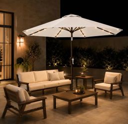 11FT Solar Lighted Patio Umbrella
