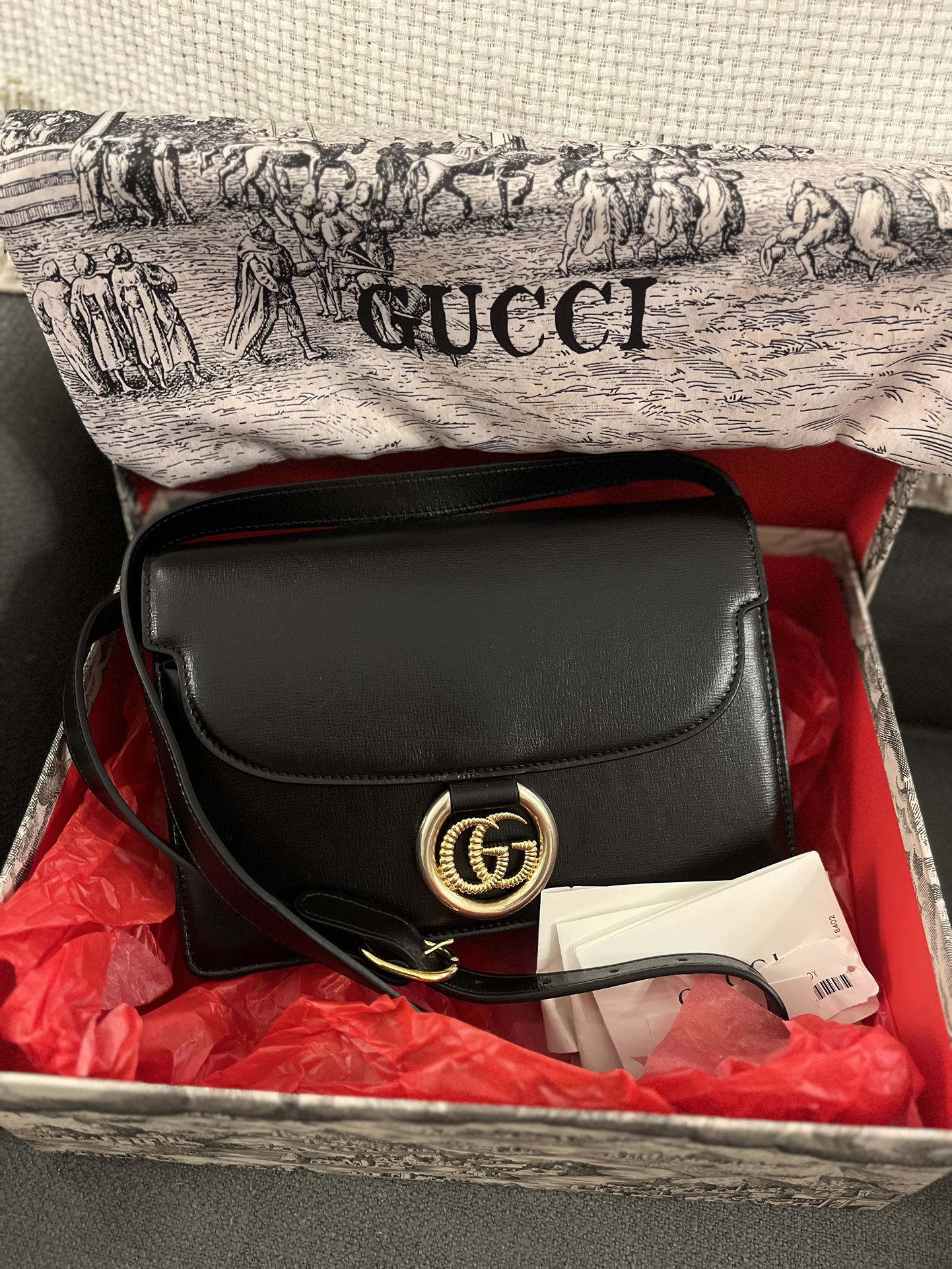 Gucci Leather Shoulder Bag- Black PRICE DROP