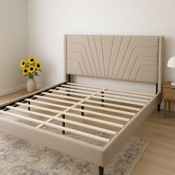  Beige Queen Bed Frame 