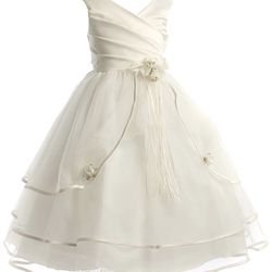 Girls Pleated Satin Special Occasion Flower Girl Dress