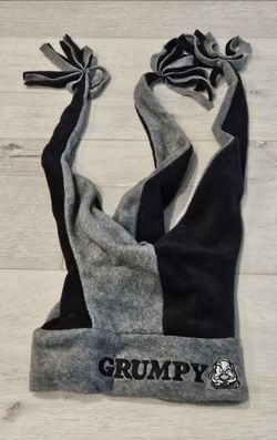 NEW - Disneyland Resort Grumpy Fleece Jester Hat Gray Black Tassel Beanie