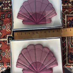 Pair Of Japanese Hand Stitched Fans In Chrome Frames Under Glass 