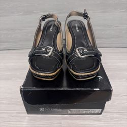 Andrea Black Leather Wedges Women’s Size 9