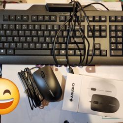 NEW Cherry USB Wired Mouse & KC 1000 SC Smartcard Keyboard PC Mac Laptop Desktop Computer Windows Macbook 