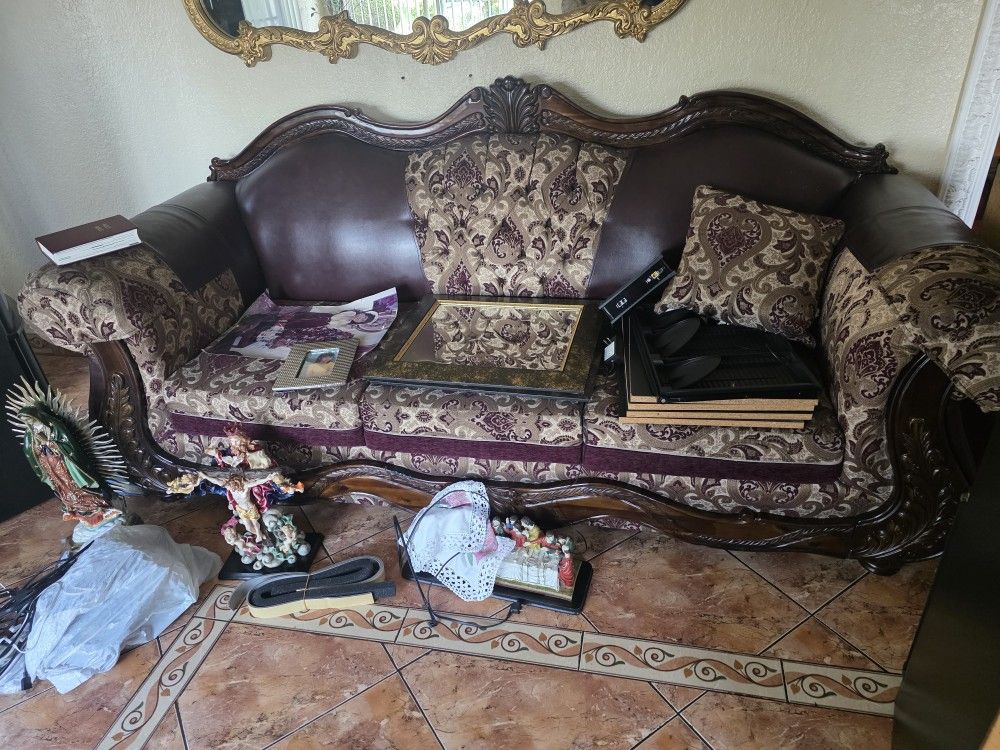 Beautiful Leather And Mahogany Couches