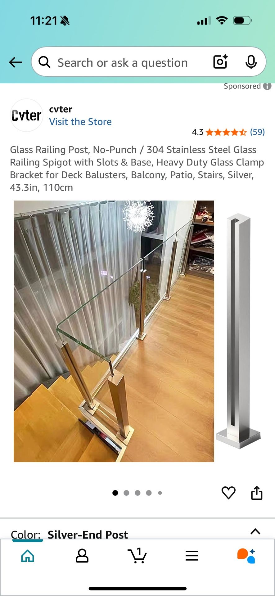 Cvter Glass Railing Post, No-Punch / 304 Stainless Steel Glass Railing