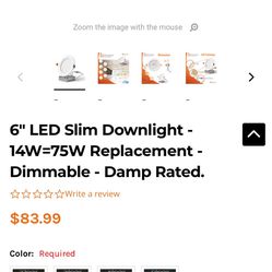 6” LED Slim Down Lights / Dimmable Each Box Contains 12 LED Lights