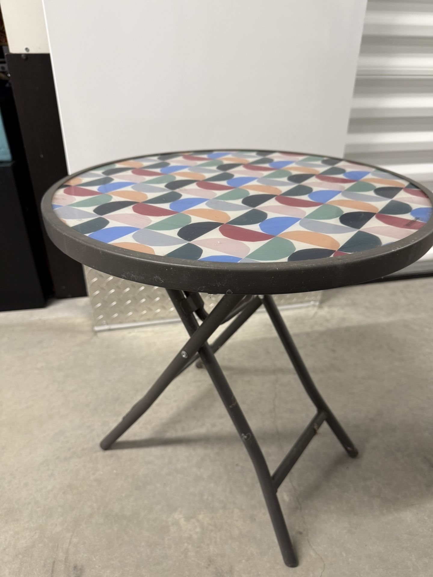 Foldable Side Table with Tempered Glass