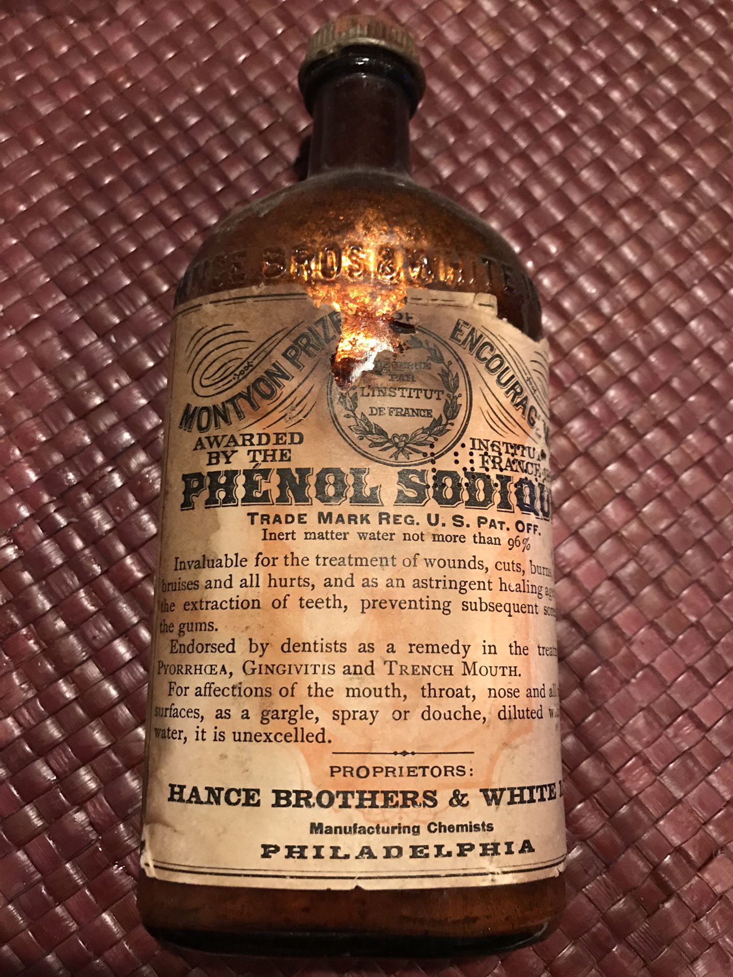 1888 Antique Apothecary bottle