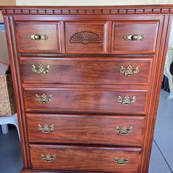 1970s Wood Dresser 3 Regular Drawers And One Double Drawer In The Middle