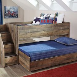 Twin Loft With Trundle And Staircase Drawers 