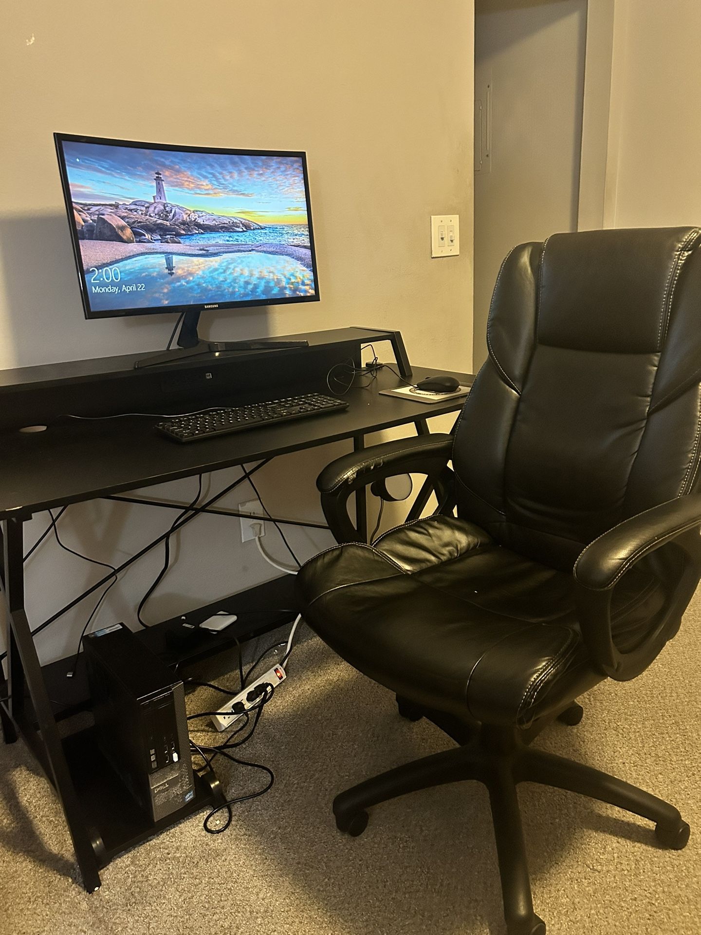 Desk With Chair, Monitor + PC