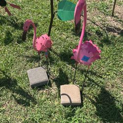 Metal Flamingos 