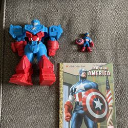 Marvel Captain America action figure toy with book