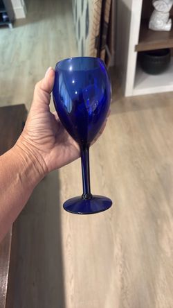 Vintage Cobalt Blue Teardrop Wine Glasses, Retro Stemware Set of 6 $85.00