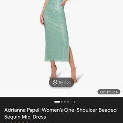 Adrianna Papell Women's One-Shoulder Beaded Sequin Midi Dress