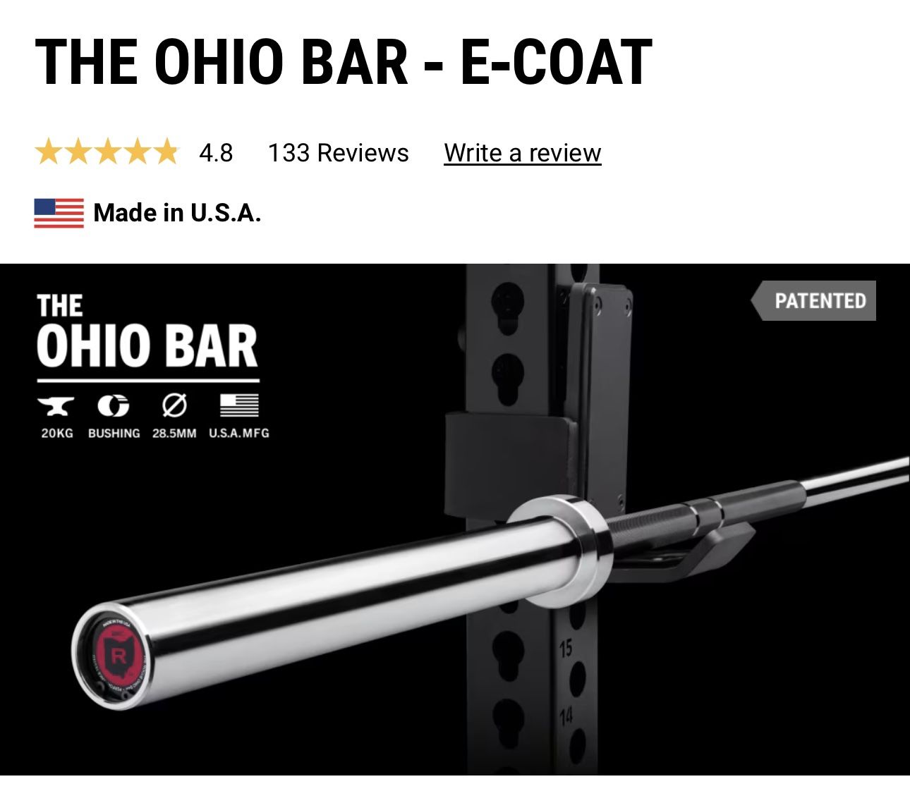 Ohio Rogue Fitness Lifting Bar $200