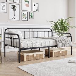 New Black Platform Metal Daybed Frame Twin Size with Steel Slats (bed frame only)